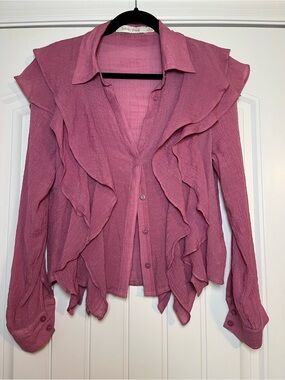 Ruffle Fairy Pirate Peasant Long Sleeve Shirt Size Small Y2K Flowy Fairycore